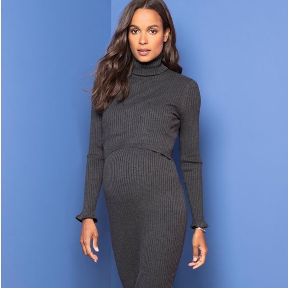 Unworn Seraphine Ribbed Knit Maternity & Nursing Dress